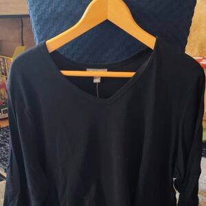 Classic Black V-Neck Long Sleeve Top